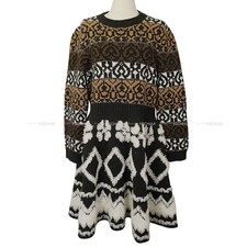 2019AW CHANEL Knit COCO Clear Button Brown/Blanc (White)/Noir (Black) Wool/C...