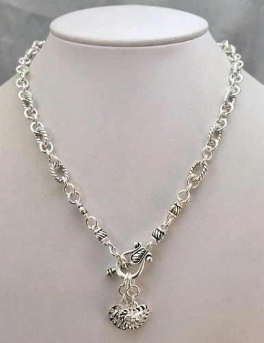 VETEMENTS Collana a levetta tema cuore strass charm tono argento metallo prima design