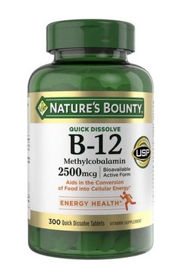 Nature s Bounty Vitamin B12 2500mcg Methylcobalamin 300 Quick Dissolve
