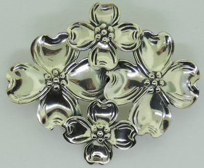 BEAU STERLING SILVER DOGWOOD FLOWER CLUSTER PIN BROOCH
