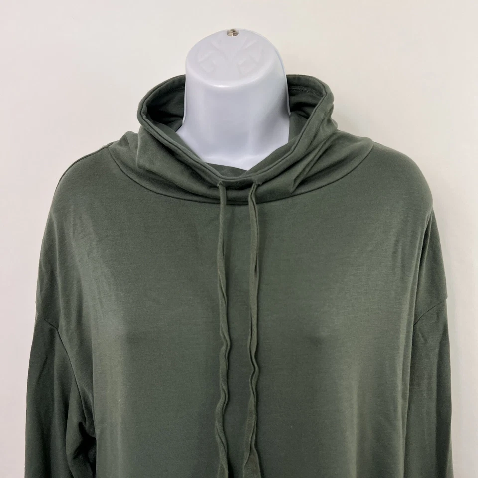 Camisa Ambrielle Ropa de Dormir Para Mujer XL Verde Cordón Capucha Cuello Manga Larga Foto 2 de 4