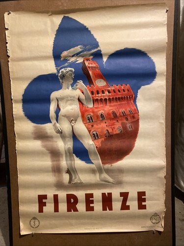 Original Rare Florence 1939 Travel Poster 26 X 38” Enit, Manifesto Firenze