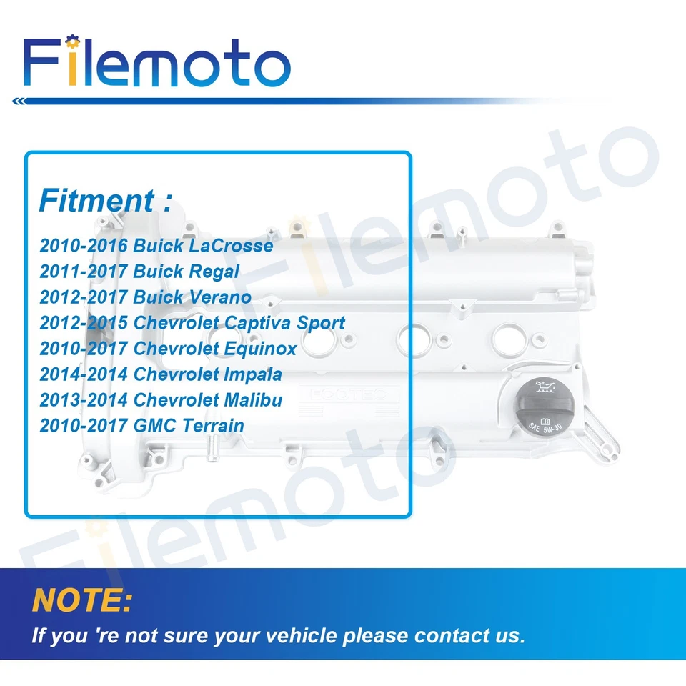 Aluminum Engine Valve Cover for 10-17 Buick Regal Chevrolet Equinox Malibu — 第 3/4 张图片