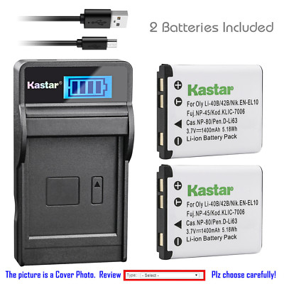 Kastar Battery LCD Charger for Fujifilm NP-45 NP-45A BC-45 & Fuji FinePix JX290