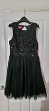 MONSOON FUSION STUNNING BLACK LBD EMBELLISHED RIBBON SEQUIN A-LINE PROM DRESS 12