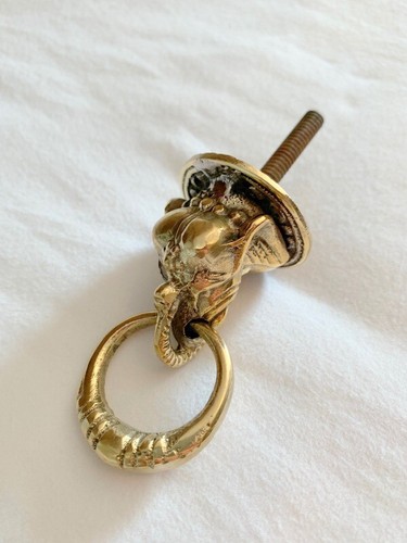 small ELEPHANT handle KNOB old solid 100% Brass PULL ring knob kitchen 3.6cm - Picture 2 of 12
