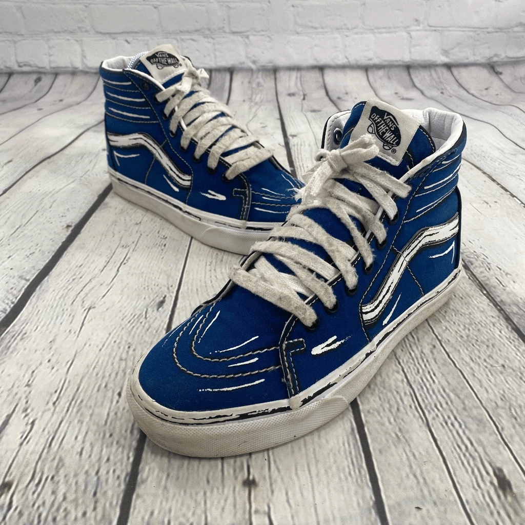 Vans Women's Sk8-Hi True Blue Cartoon Sketch Sneakers Size 7.5 | eBay