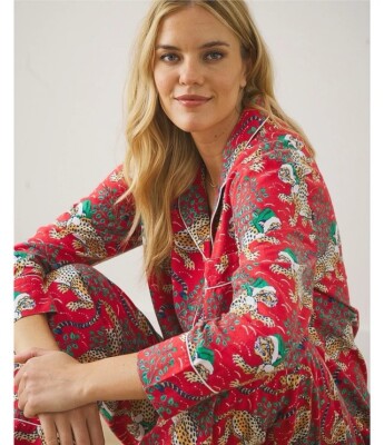 BNWT Printfresh Holly Jolly Bagheera -  Flannel Long PJ Set - Ruby - XXS $158