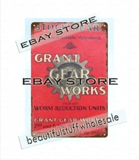 1927 GRANT GEAR WORKS Boston Massachusetts INDUSTRIAL tin sign wall art living