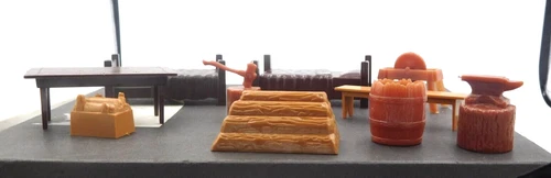 Marx Western Ranch Hard Plastic Accessory Lot 10 Pieces Nine Different