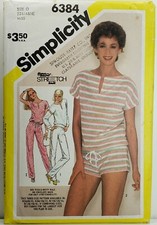 Simplicity 6384 Pullover Top, Pull-On Pants Short Shorts Sz 12-16 UNCUT OOP