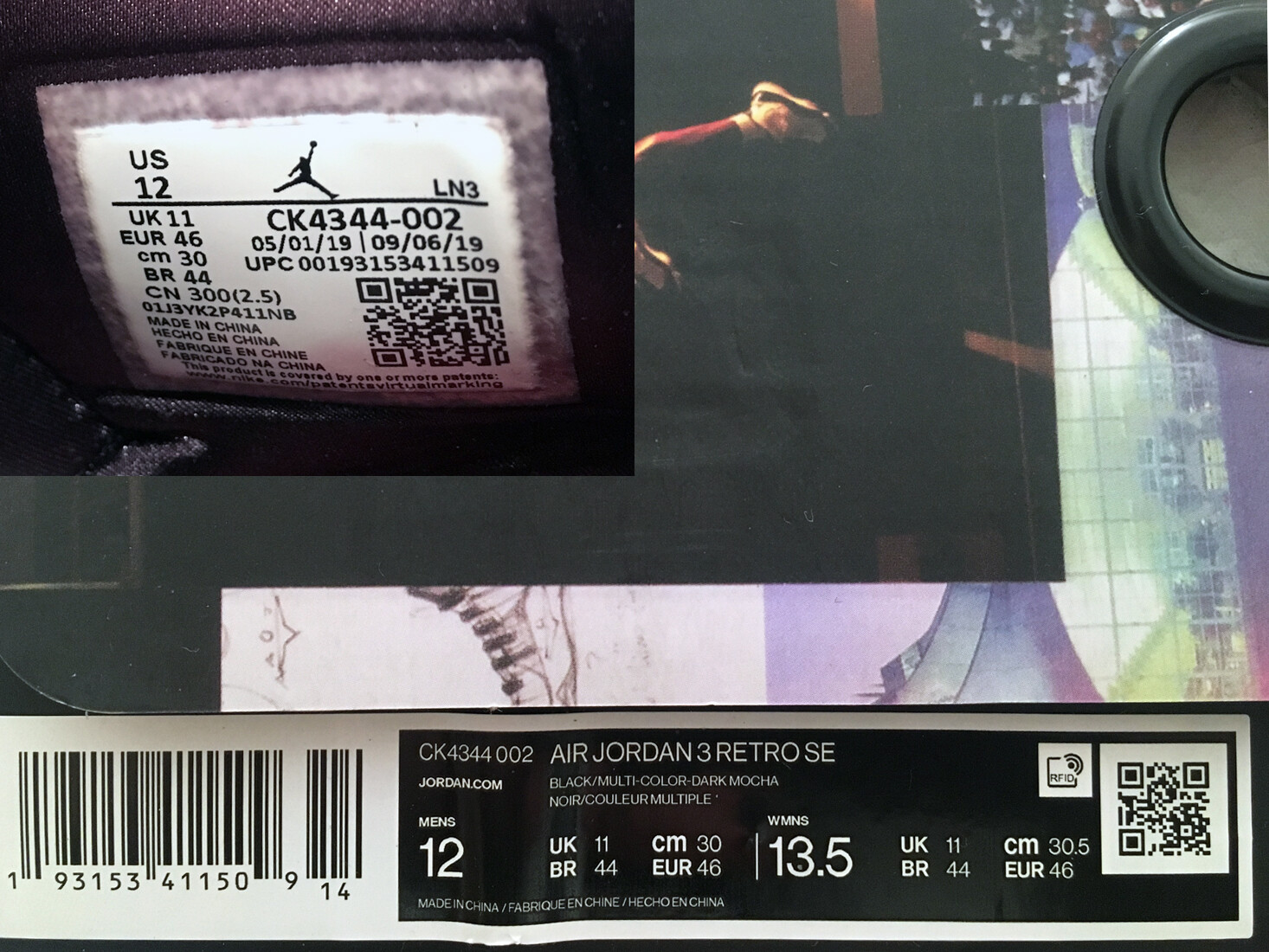DS 2019 AIR JORDAN 3 RETRO SE UK11 EU46 ANIMAL INSTINCT III ATMOS MAX 1 OG RARE image 9