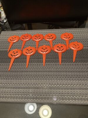 1983 HALLOWEEN Pumpkin JOL Cupcake Picks WILTON Cake Toppers Lot of 10