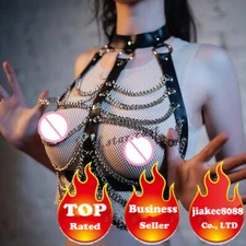 Classics Women PU Leather Body Harness Waist Belt Bra Chain Chest Strap Device