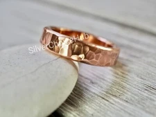Pure Copper Ring Hammered Copper Band Ring Hammered Solid Copper Men's Ring B95