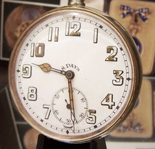 C 1890-1900 GOLIATH ANTIQUE VINTAGE SWISS MADE EIGHT DAY POCKET WATCH WORKING