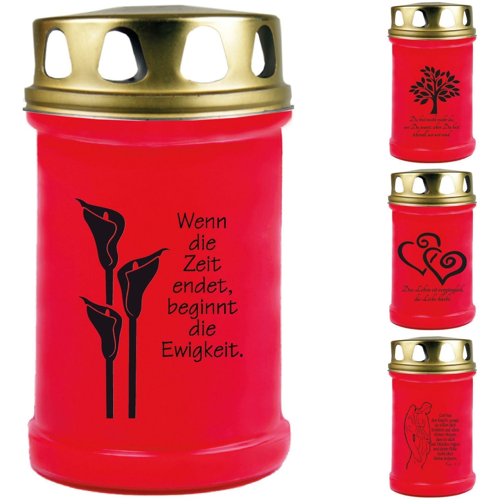 Grabkerze Rot Motiv Lyrik 48h Grablicht Grabkerzen Grabschmuck Grablichter Grab