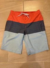 Mens Muscle Jock Guy Goodfellow Board Shorts 32 Blue Salmon Multi Color 10”