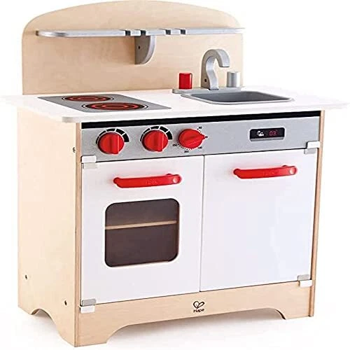 Gourmet Kitchen Toy Fully Equipped Wooden Pretend Play Kitchen Set