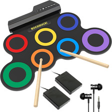 Electric Drum Set, 7-Pad Kids Electronic Drum Set with Headphone Included, Roll-