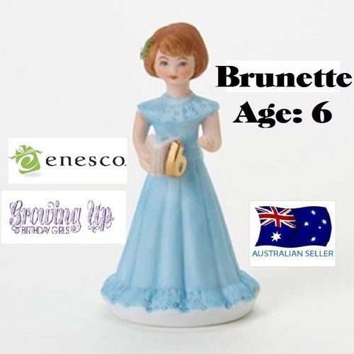 ENESCO GROWING UP GIRLS AGE 6 BRUNETTE FIGURINE CAKE TOPPER BRAND NEW E9530 - Picture 2 of 4