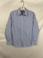 Chaps Mens Size S Blue Plaid Long Sleeve Cotton Button-Down Dress Shirt