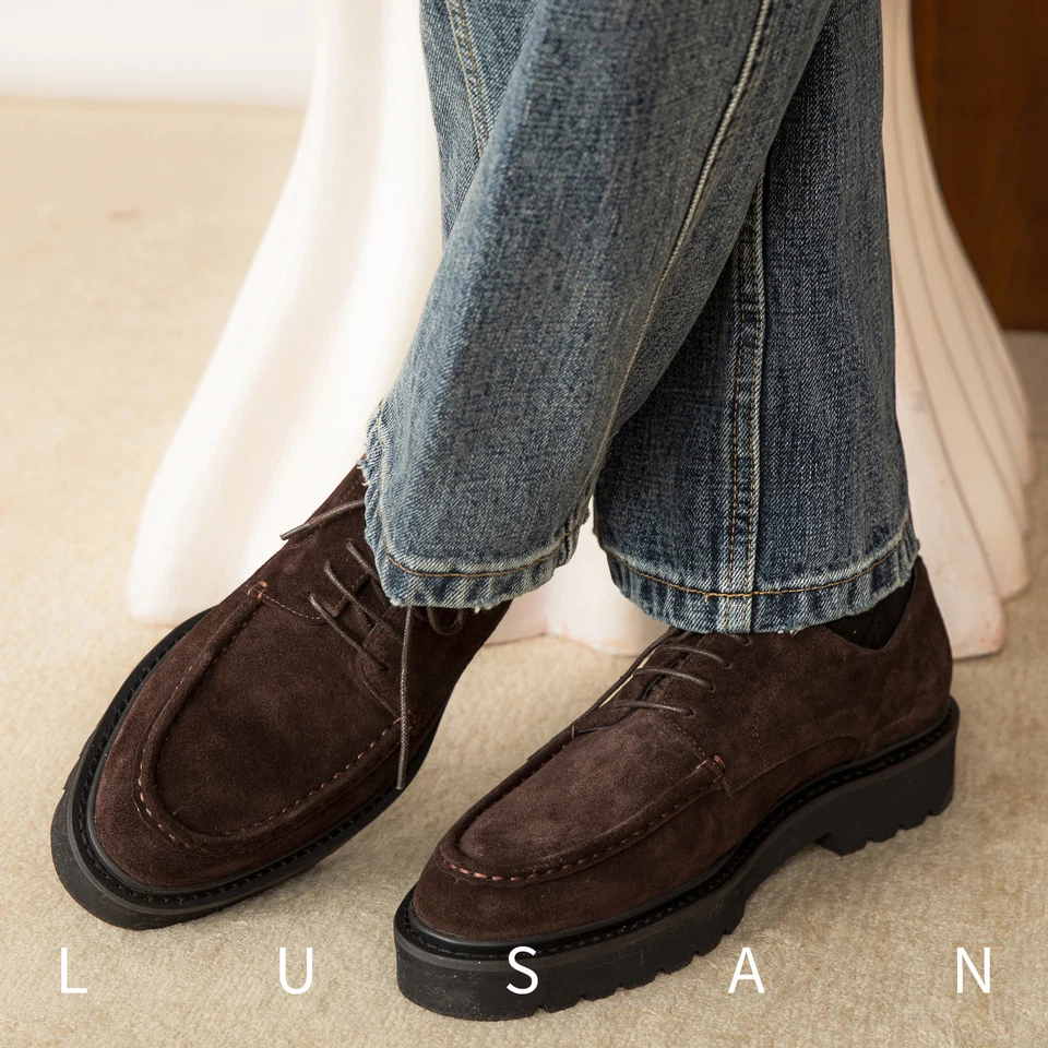 Japanese Mens Workwear Shoes Suede Casual Leather Outdoor Oxfords Lace Up Shoes - Image 2 of 4