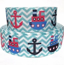 GROSGRAIN RIBBON 5/8",7/8",1.5",3" Boats Anchors Nautical Ocean Sea Beach Summer