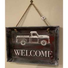 Rustic Old Chevy Pickup Welcome Sign