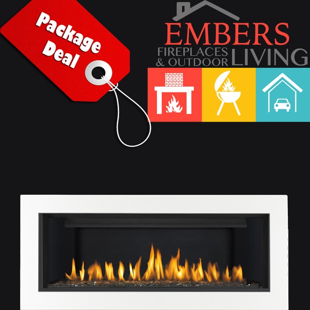 Napoleon Lhd45 Linear Gas Fireplace Glossy White Trim Driftwood