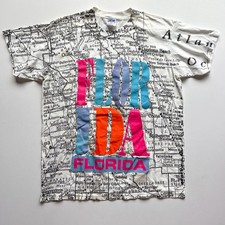 Vintage 80s Florida Tourist Map Single Stitch T-Shirt