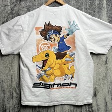 Vintage Y2K Hypland Digimon Graphic T Shirt Size XL Agumon Tai Kamiya