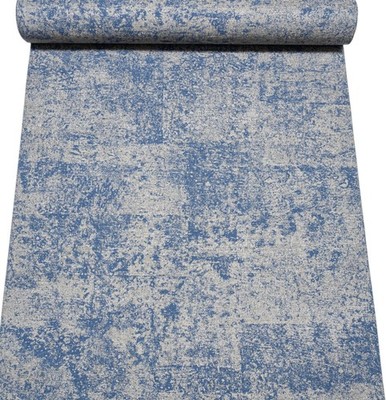 Einfache blaue Tapete Goldschimmer meliert Effekt Struktur dickes Vinyl Flur Wand