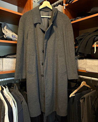 Original Python Men s 100% Cashmere Overcoat Made in Japan Size M Charcoal Long