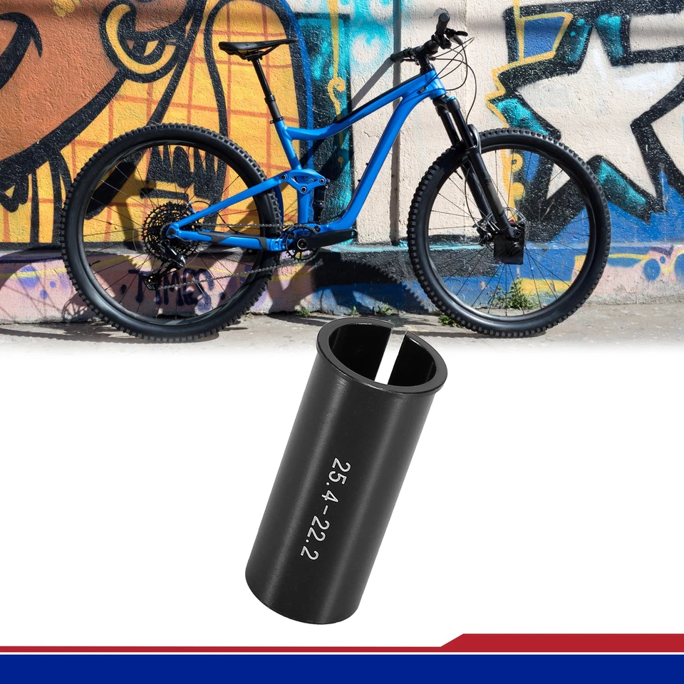 Lot 1 adaptateur tube tige selle vélo 22,2 à 25,4 mm en alliage d'aluum noir - Photo 2/4