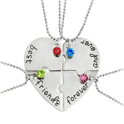SIVITE Best Friends Forever and Ever Necklace with Crystal Broken Heart Charm Pe