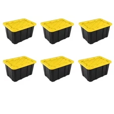 ( 6 Pack) Sterilite 27 Gallon Industrial Tote, Rugged Plastic Storage Bin