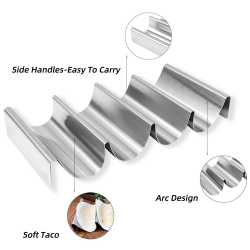 Taco Holders 2 Pieces, Stainless Steel Taco Stand Burrito Rack Tray, U-Shape ... - Picture 3 of 6