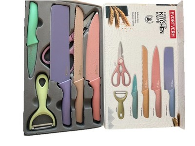 Corrugated Six Piece Kitchen Cutlery Set Color Coded