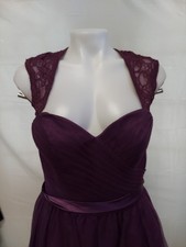 Morilee Size9/10 Wine Lacetop /openback/kneelenth/removable Shoulder 2in1 Dress