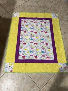 Handmade Quilt-Dinosaur! Great for Baby and KIDS Bright colors  31" x 40”