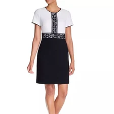 Karl Lagerfeld Lace-Trim Color-Block Dress