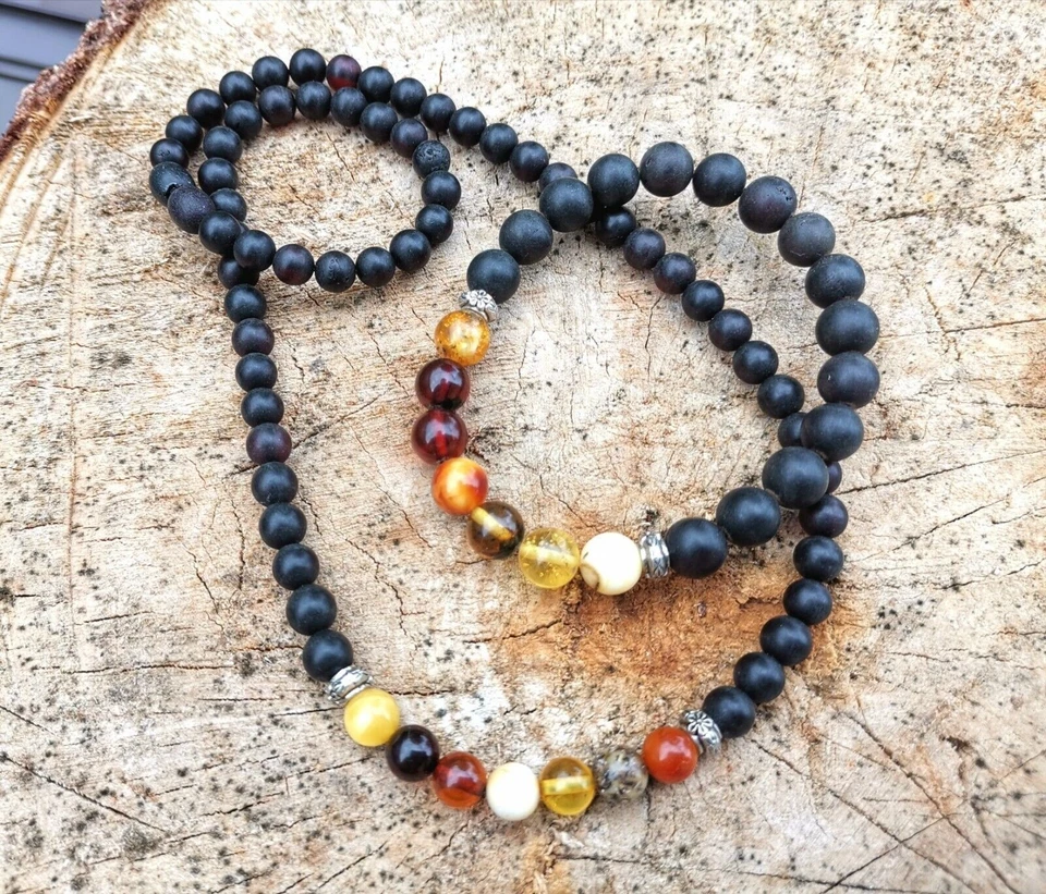 Conjunto de joyas ámbar piedras preciosas naturales cuentas collar y pulsera regalo Foto 4 de 4