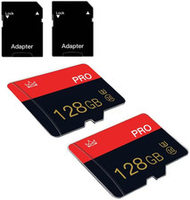 2 Pack Micro Memory Card 128GB Class 10 with Adapter High Speed for Tablet/Drone