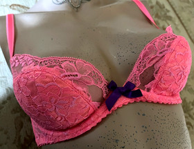 Agent Provocateur neon pink festival bra 32C or 32E new