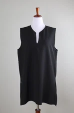 LAFAYETTE 148 New York $398 Solid Black Crepe Vented Shell Top Size XL