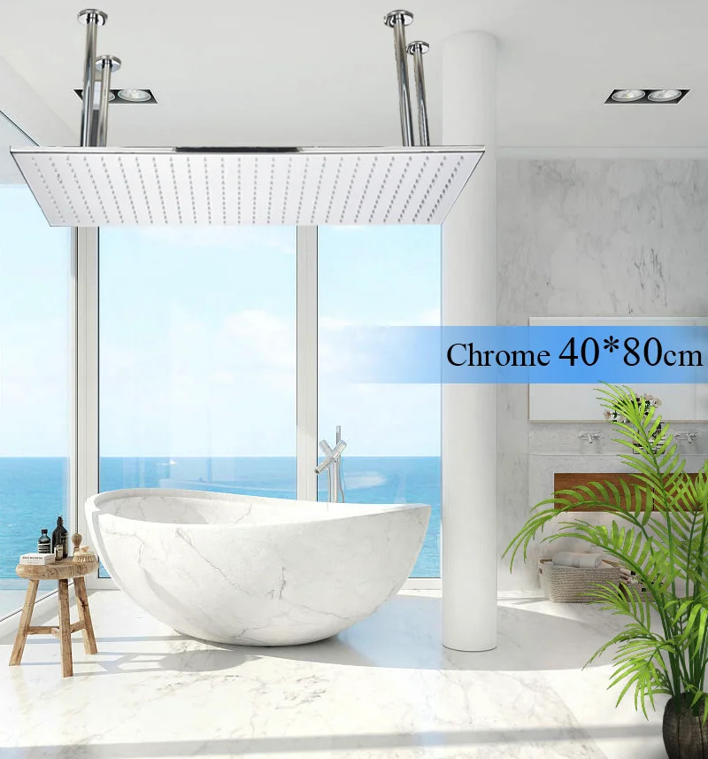 Large Rainfall Shower Faucet Ceiling Installation Bathroom F