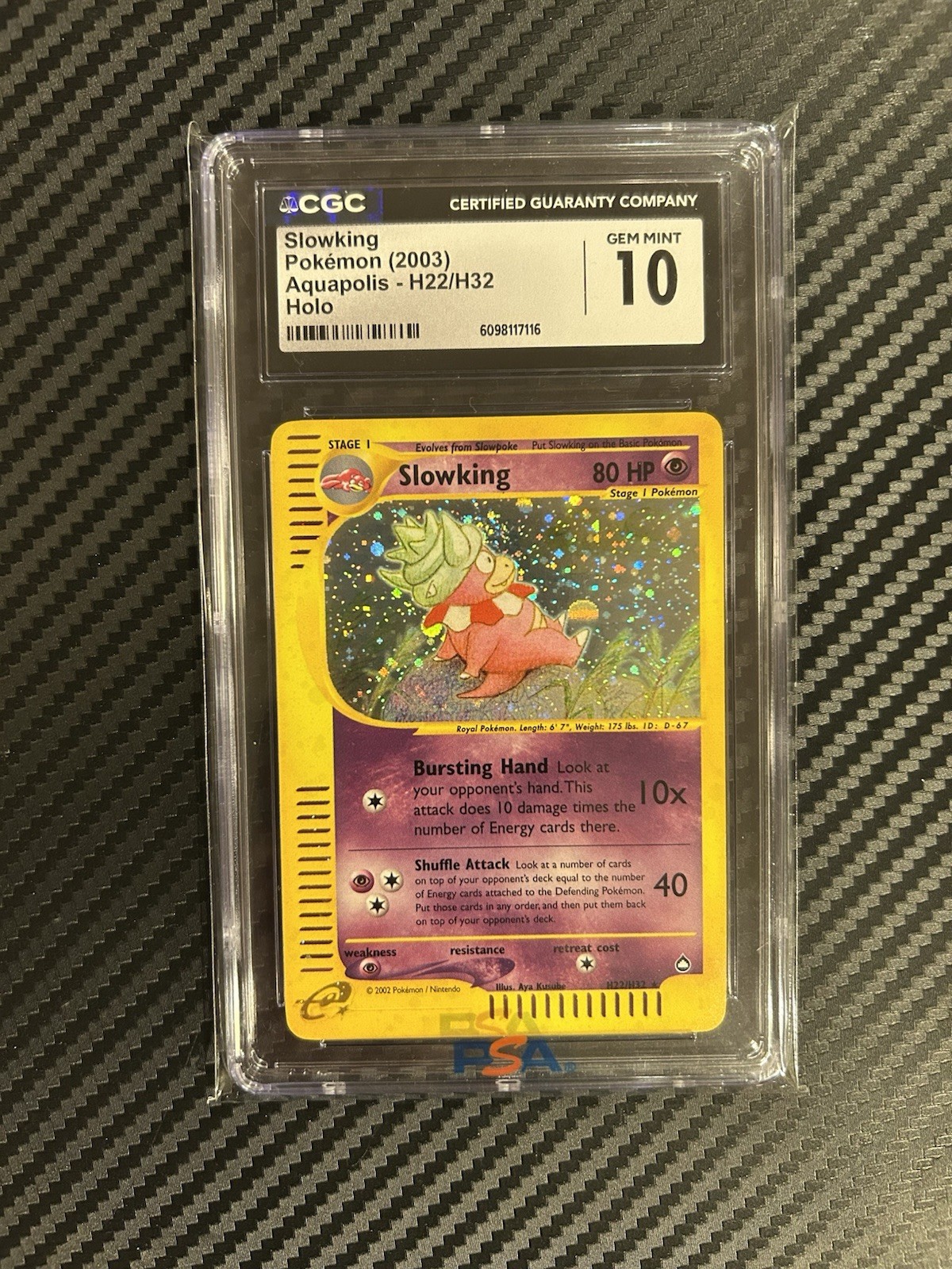 CGC 10 GEM MINT - Slowking 2003 Aquapolis H22/H32 Holo Pokemon Card