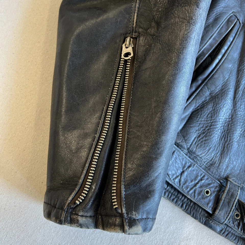 20 世纪 50 年代 20 世纪 60 年代 D 口袋皮革摩托车夹克 — 第 3/4 张图片