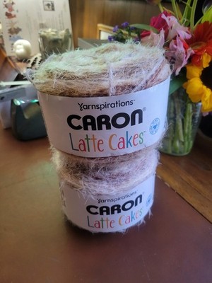 2 Caron LATTE CAKES Yarn Coconut Cream #22013, 8.8 oz. 58% Acrylic 42% Nylon